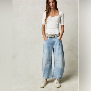 We The Free Good Luck Mid-Rise Barrel Jeans 27